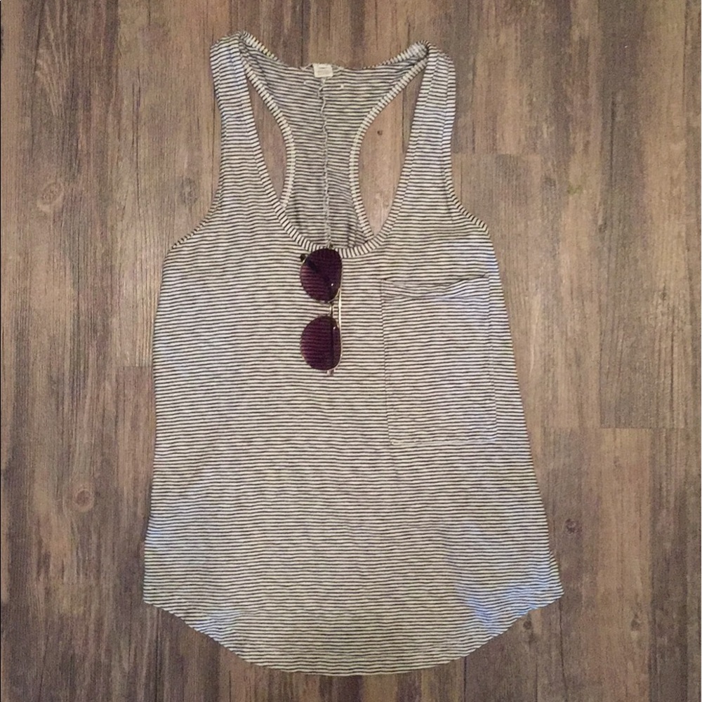 Quiksilver black & white striped racerback tank